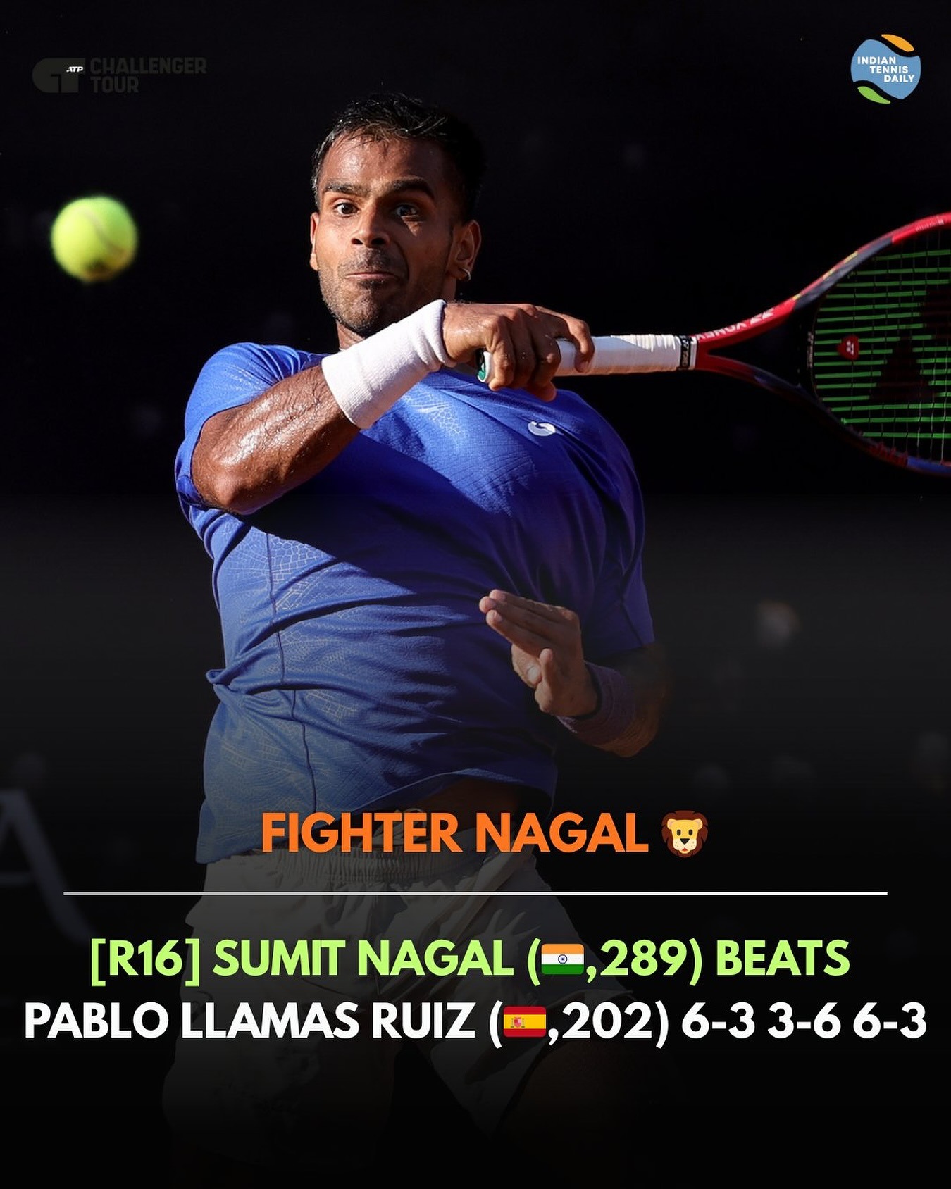 sumit-nagal-atp-125-valencia-quarter-final-2025 Sumit Nagal during a tennis match at the ATP 125 Valencia Challenger 2025