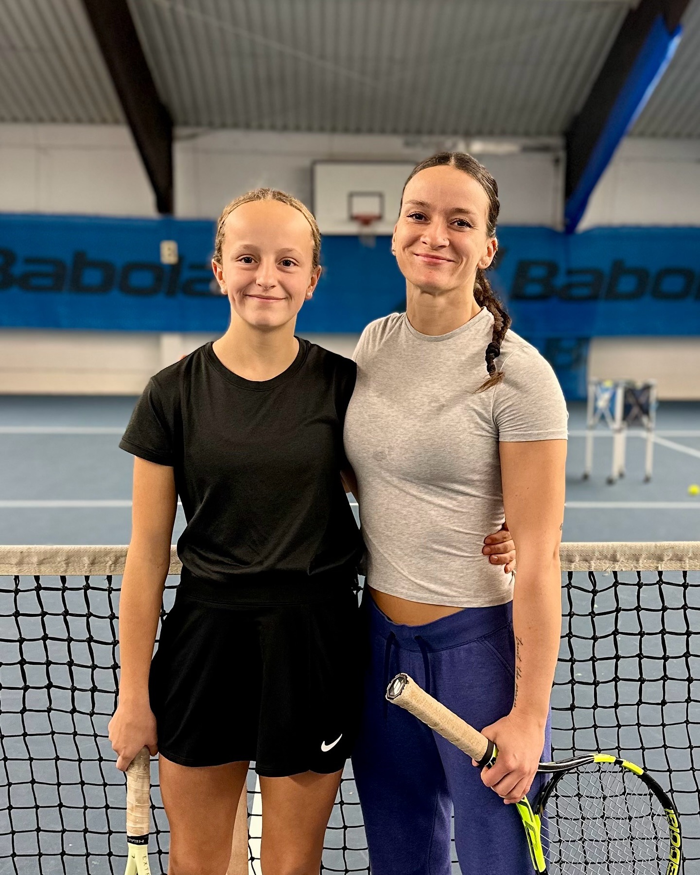 Greta Friehe with coach