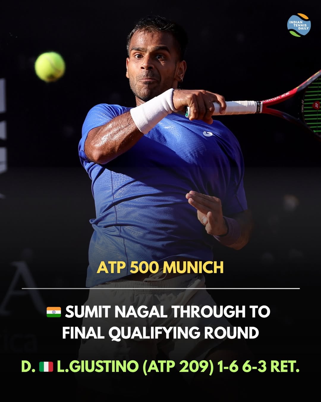 Tennisspieler Sumit Nagal aus Indien beim ATP 500 Turnier in München.