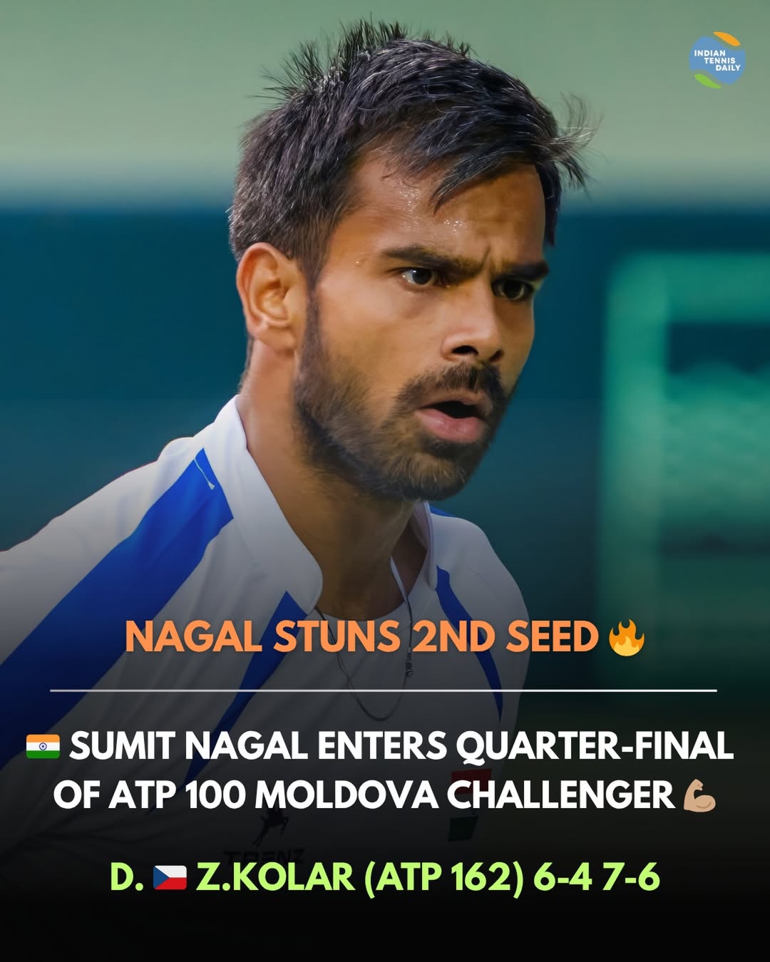 Tennisspieler Sumit Nagal aus Indien beim ATP Challenger 100 Moldova Open.