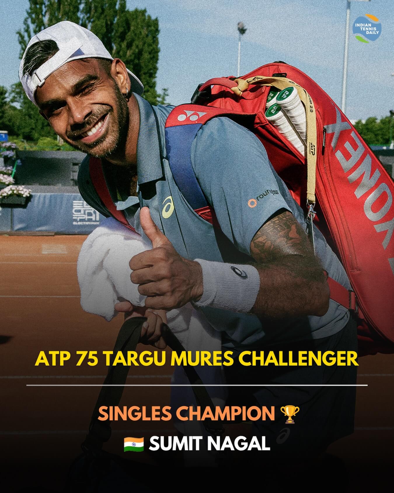 Tennisspieler Sumit Nagal aus Indien beim ATP 75 Challenger in Târgu Mureș, Rumänien.