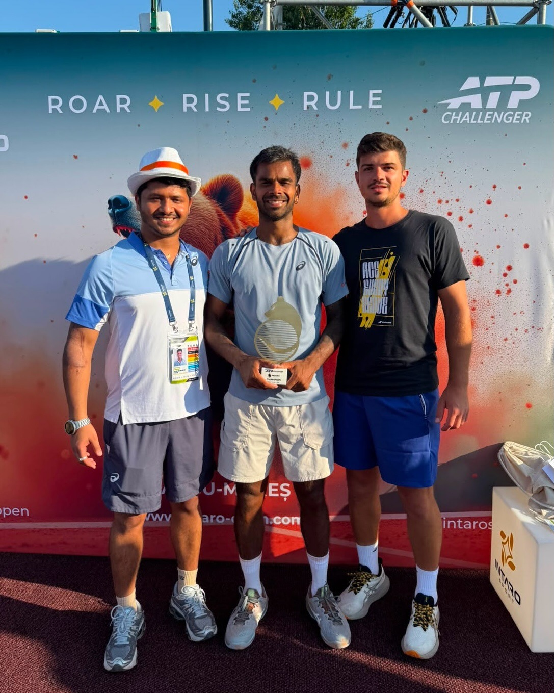 Tennisspieler Sumit Nagal aus Indien beim ATP 75 Challenger in Târgu Mureș, Rumänien.